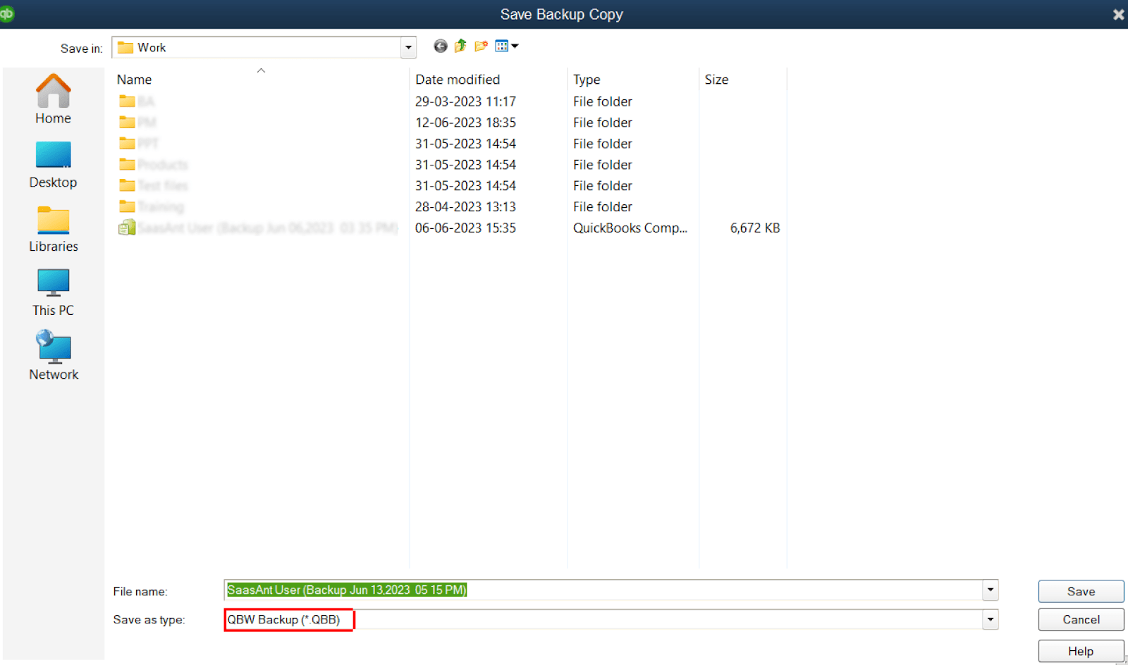 Select the Backup Location
