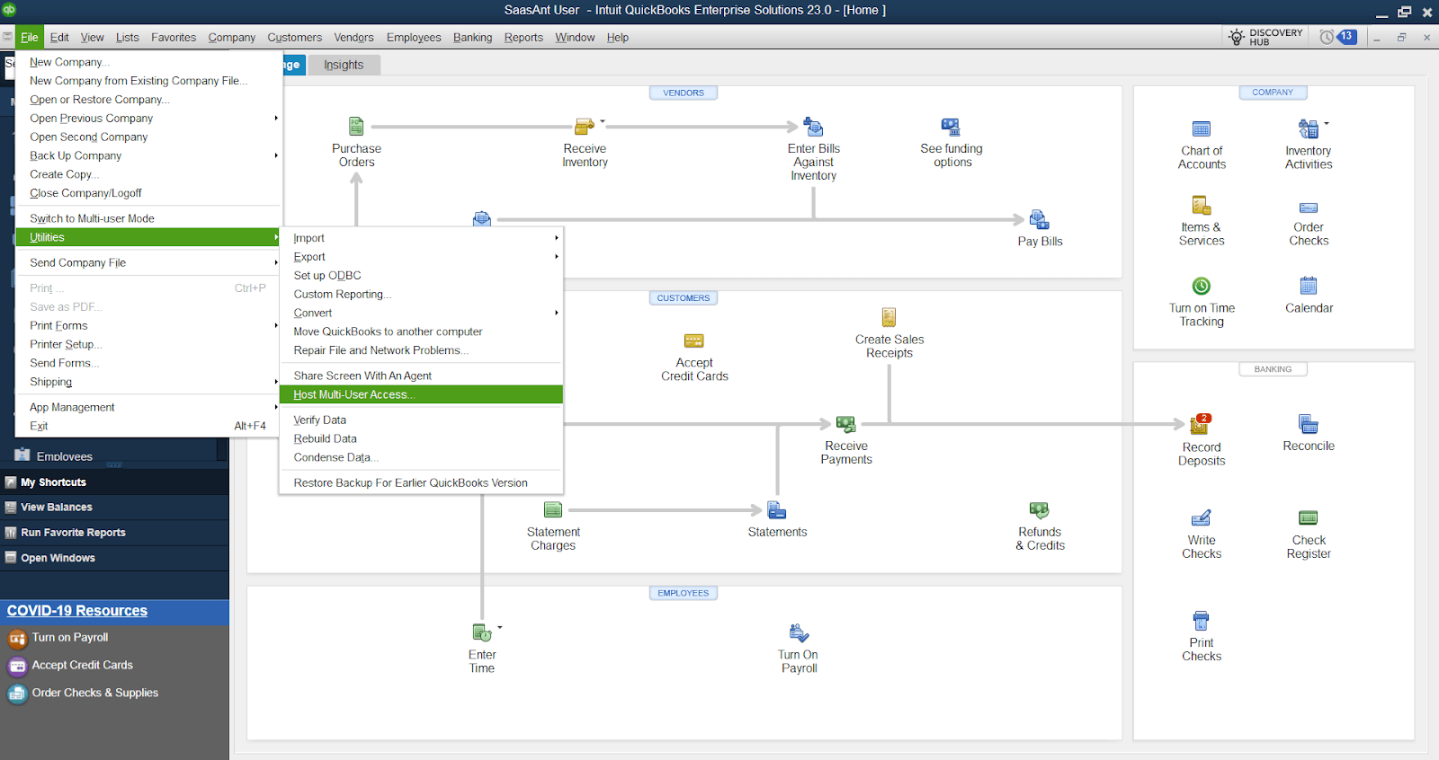 Verify QuickBooks Multi-User Hosting Set up on the Server