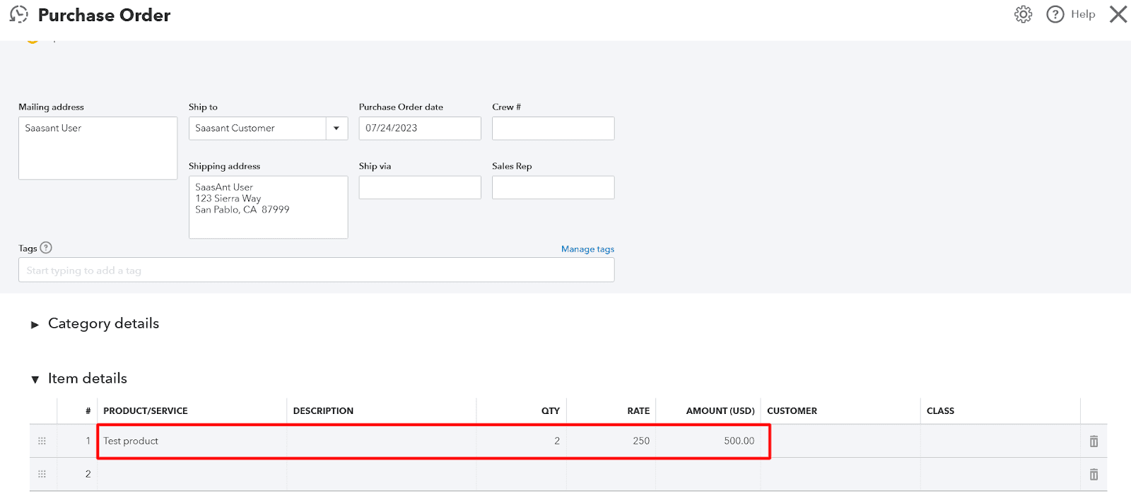 Input each product or service's 'Qty' and 'Rate.' 