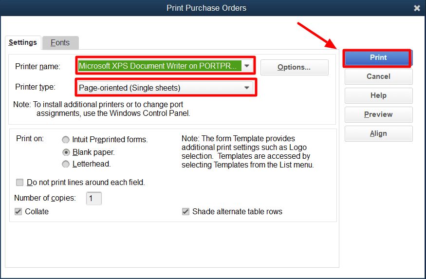 Print Purchase Orders