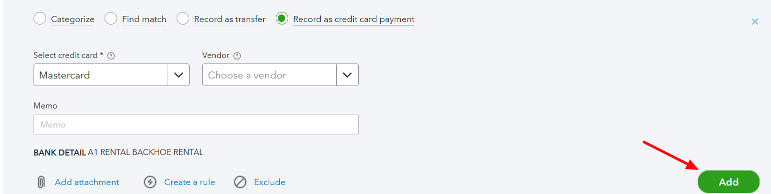 Click “Add” and you have successfully categorized your transaction.