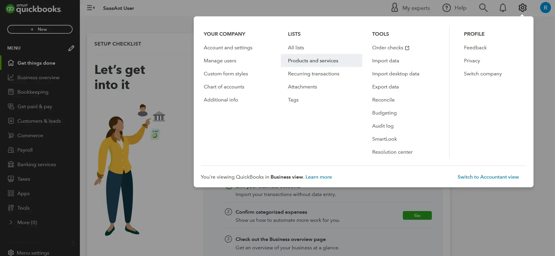 create bad debt item products and services list
