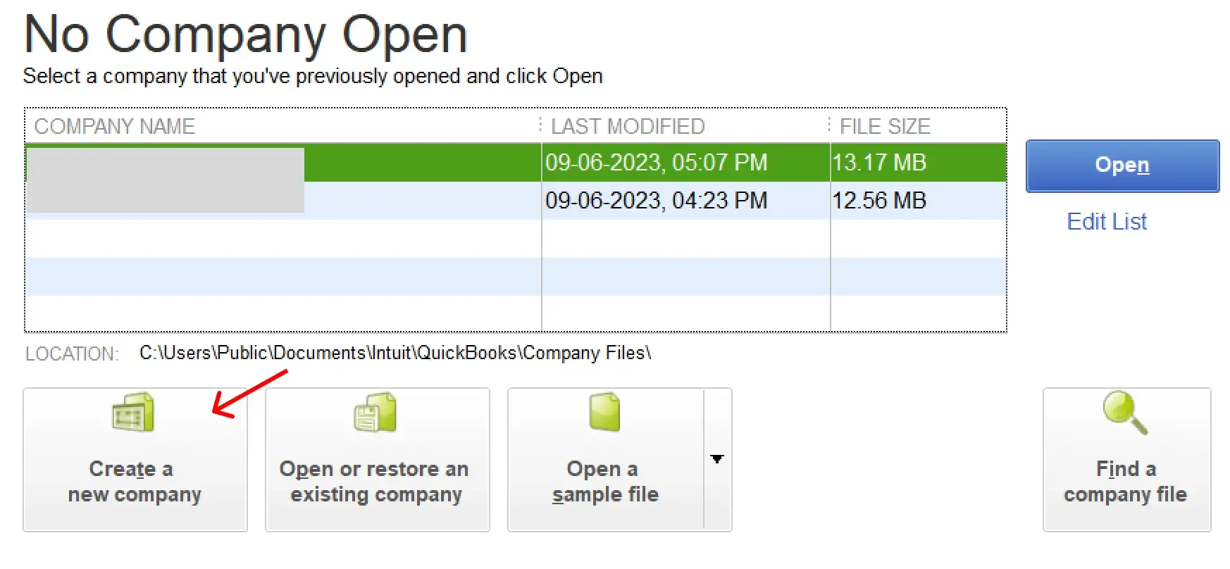 create new company quickbooks restaurant