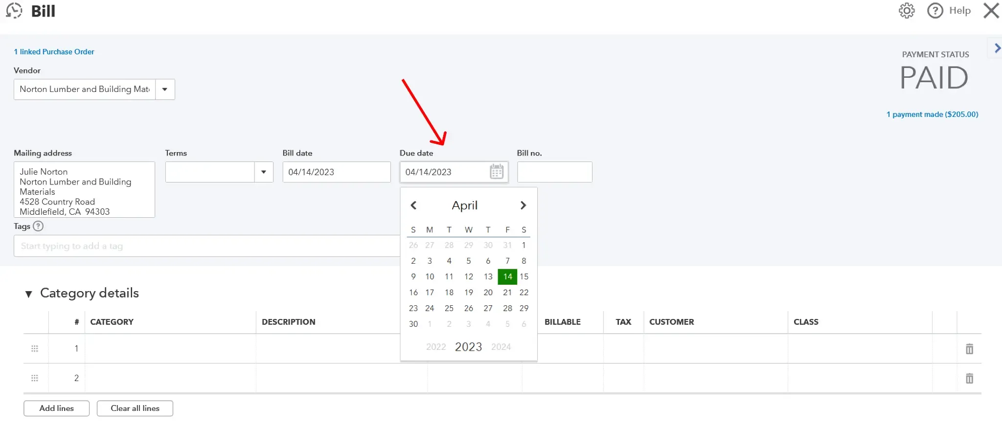 edit the date of bills to correct mismatched dates in bills