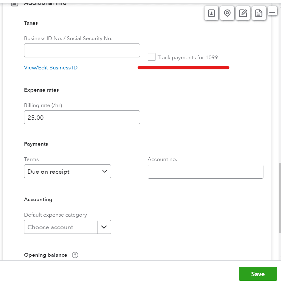 enable track payments for 1099 in quickbooks online