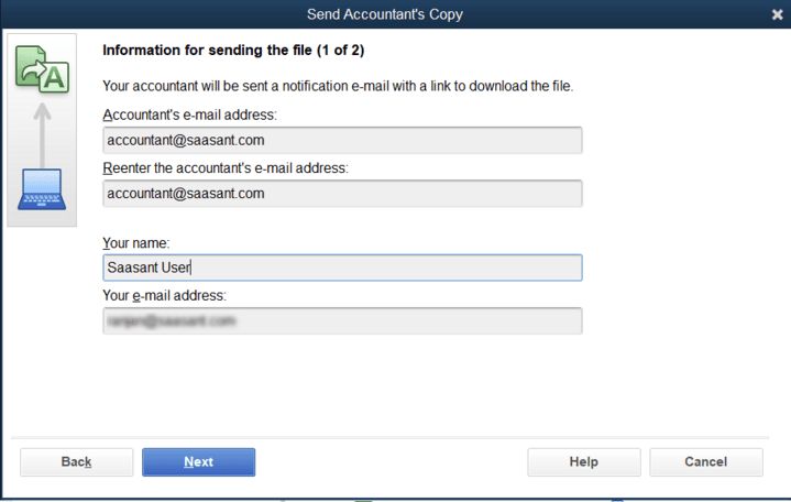 information for sending the file accountant's copy