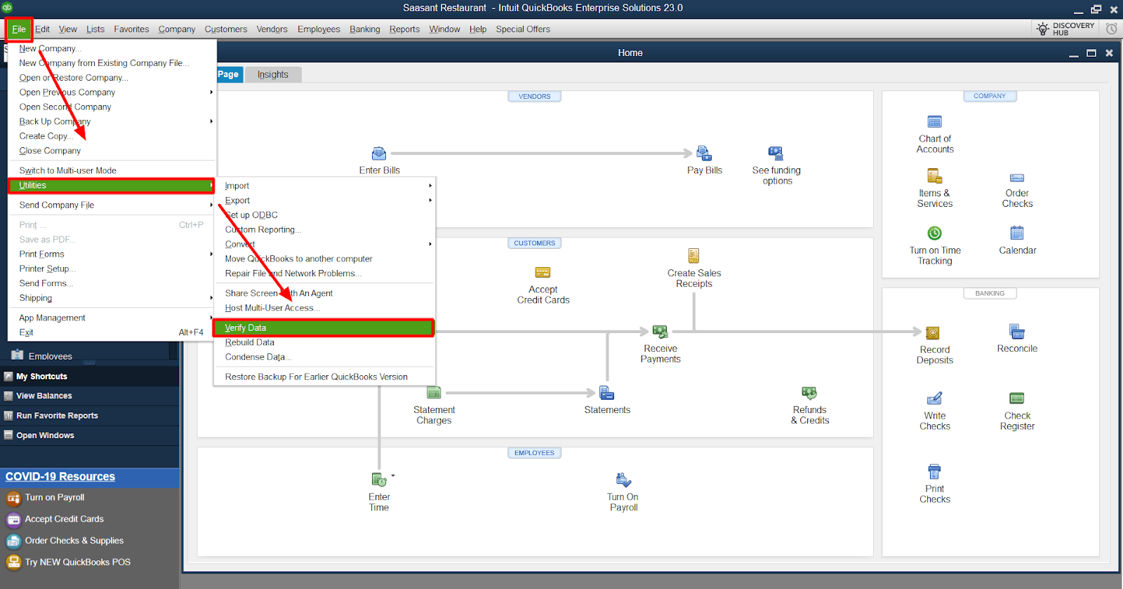 Use Verify and Rebuild Data Tool to Fix QuickBooks Payroll Error PS038