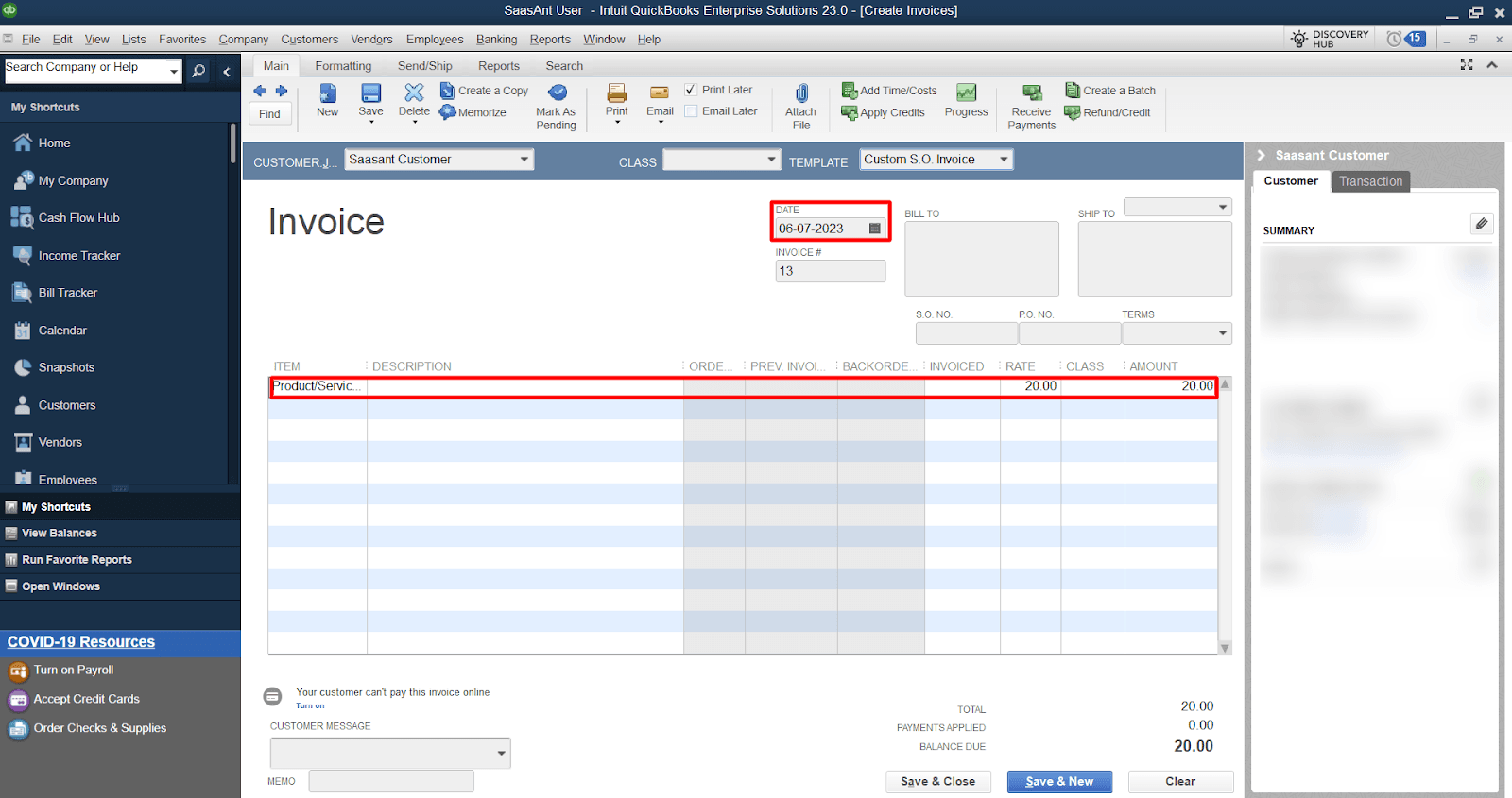 Review and Customize the Invoice