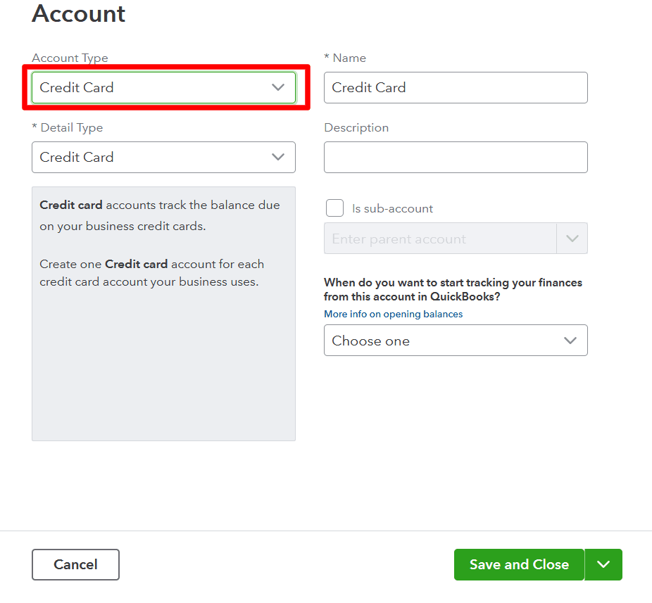 create a new credit card account
