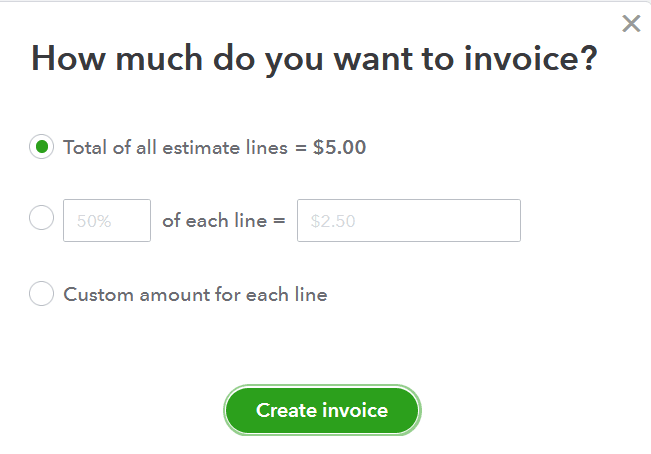 Select an Amount to Invoice