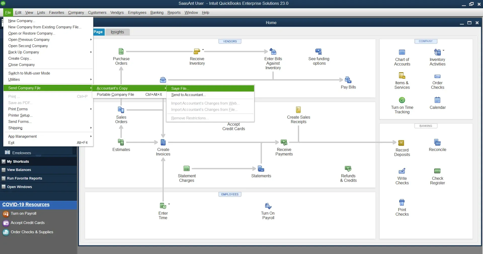 send accountant's company manually