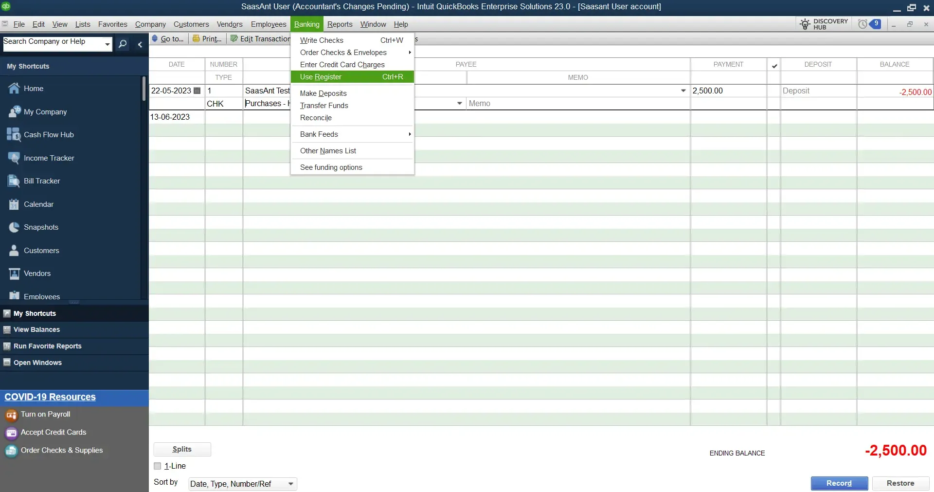 use register to void checks in quickbooks desktop