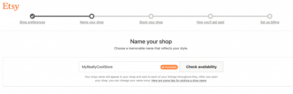 Etsy Shop Naming