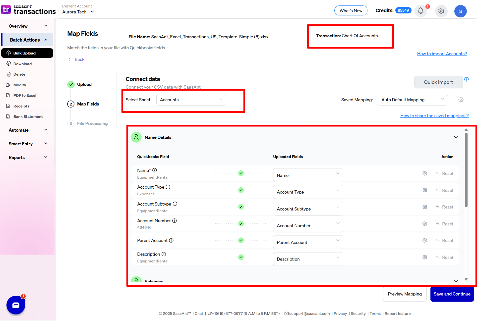 Mapping Chart of Accounts - SaasAnt Transactions Online.png