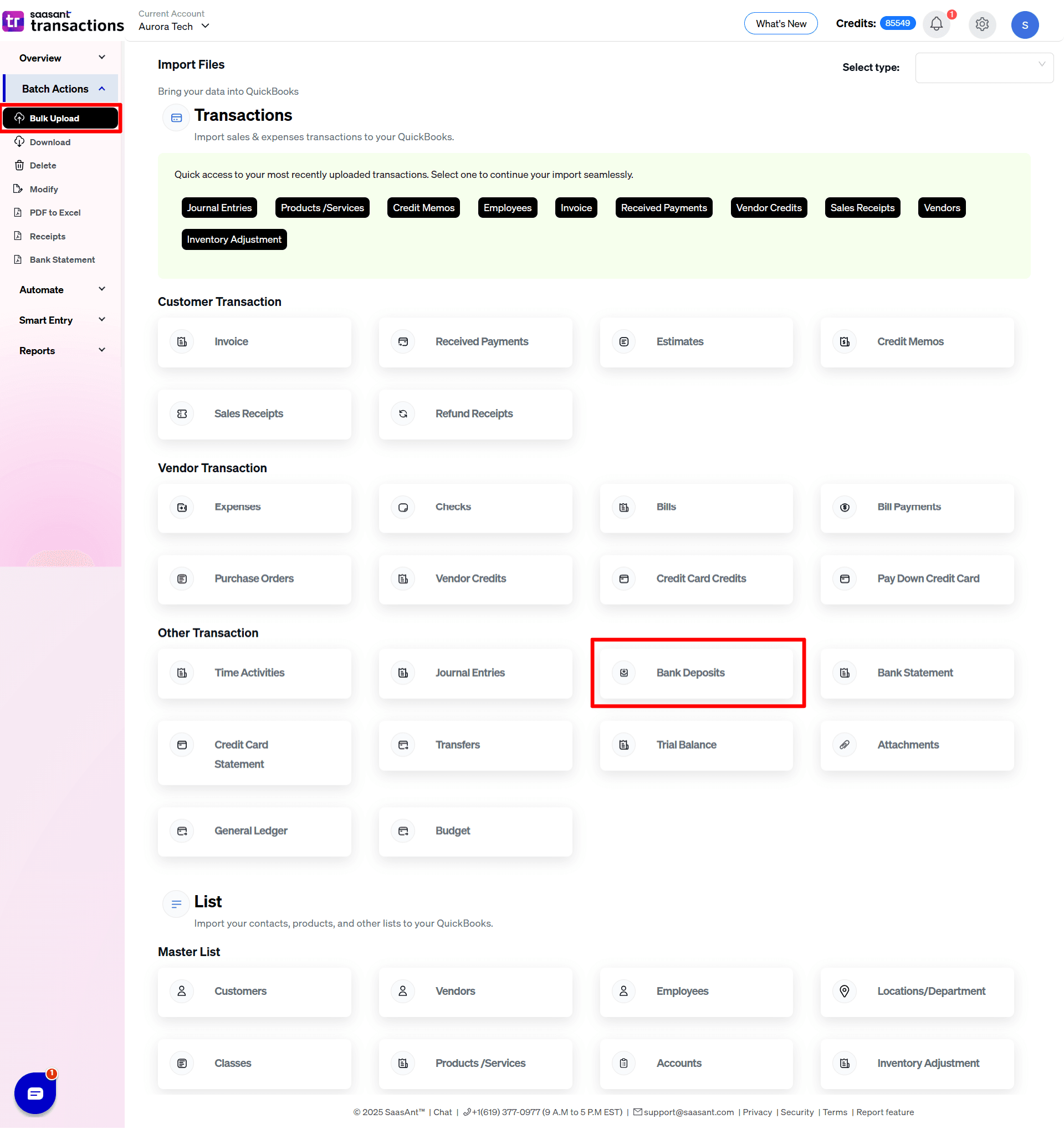 Bulk Upload Bank Deposits - SaasAnt Transactions Online.png