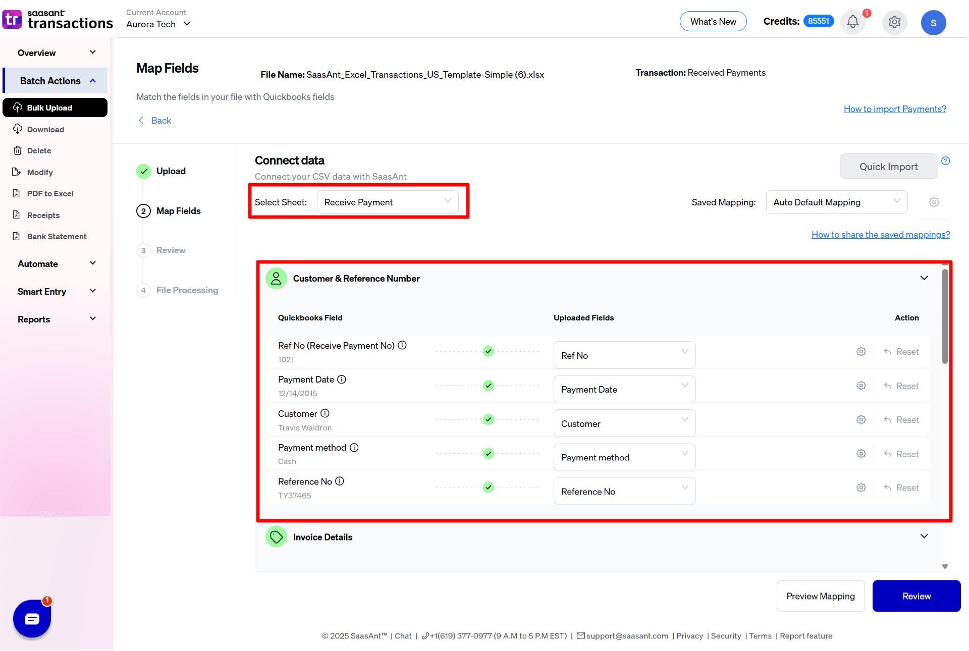 Map Import Receive Payments - SaasAnt Transactions.png