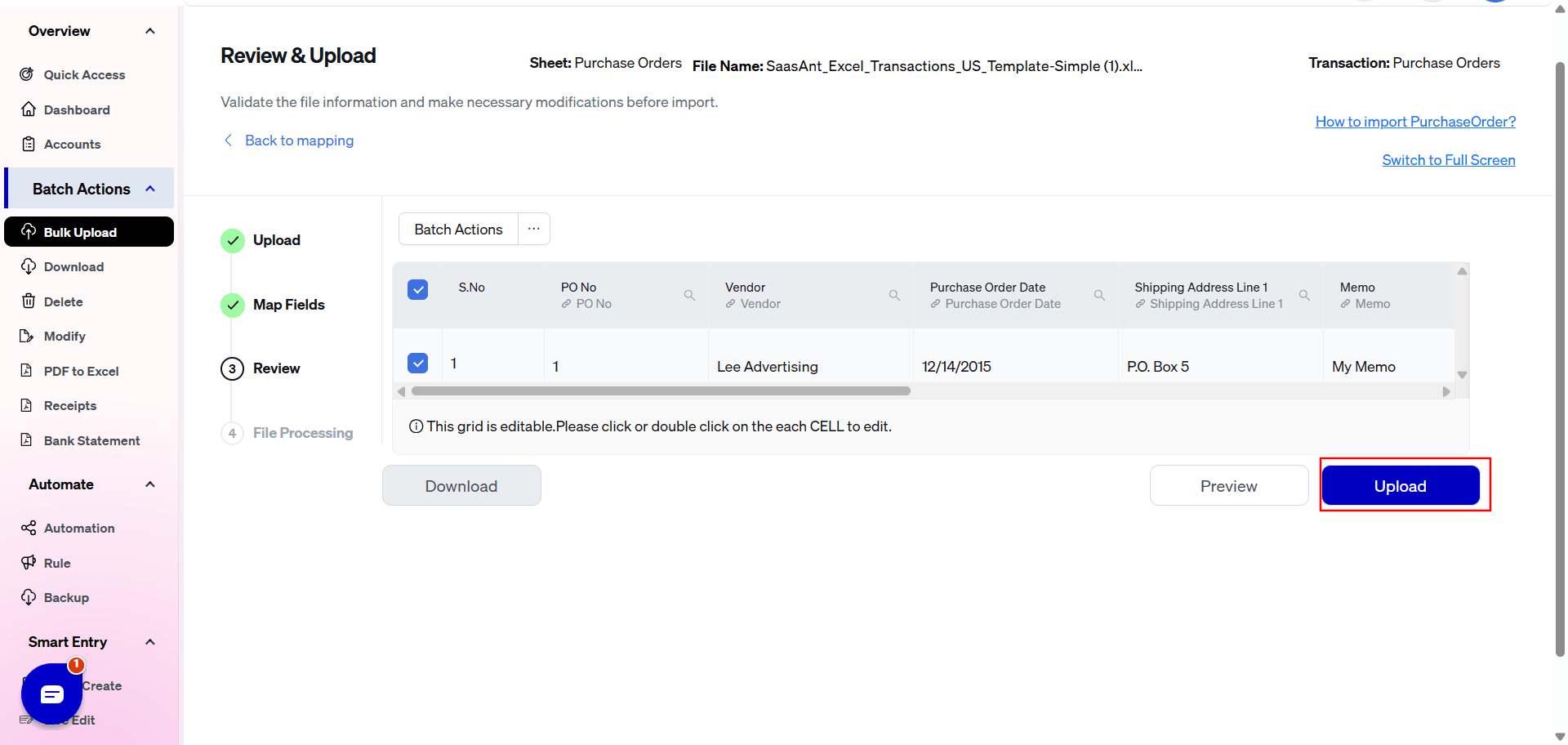 Select Upload Purchase Order - SaasAnt Transactions.png