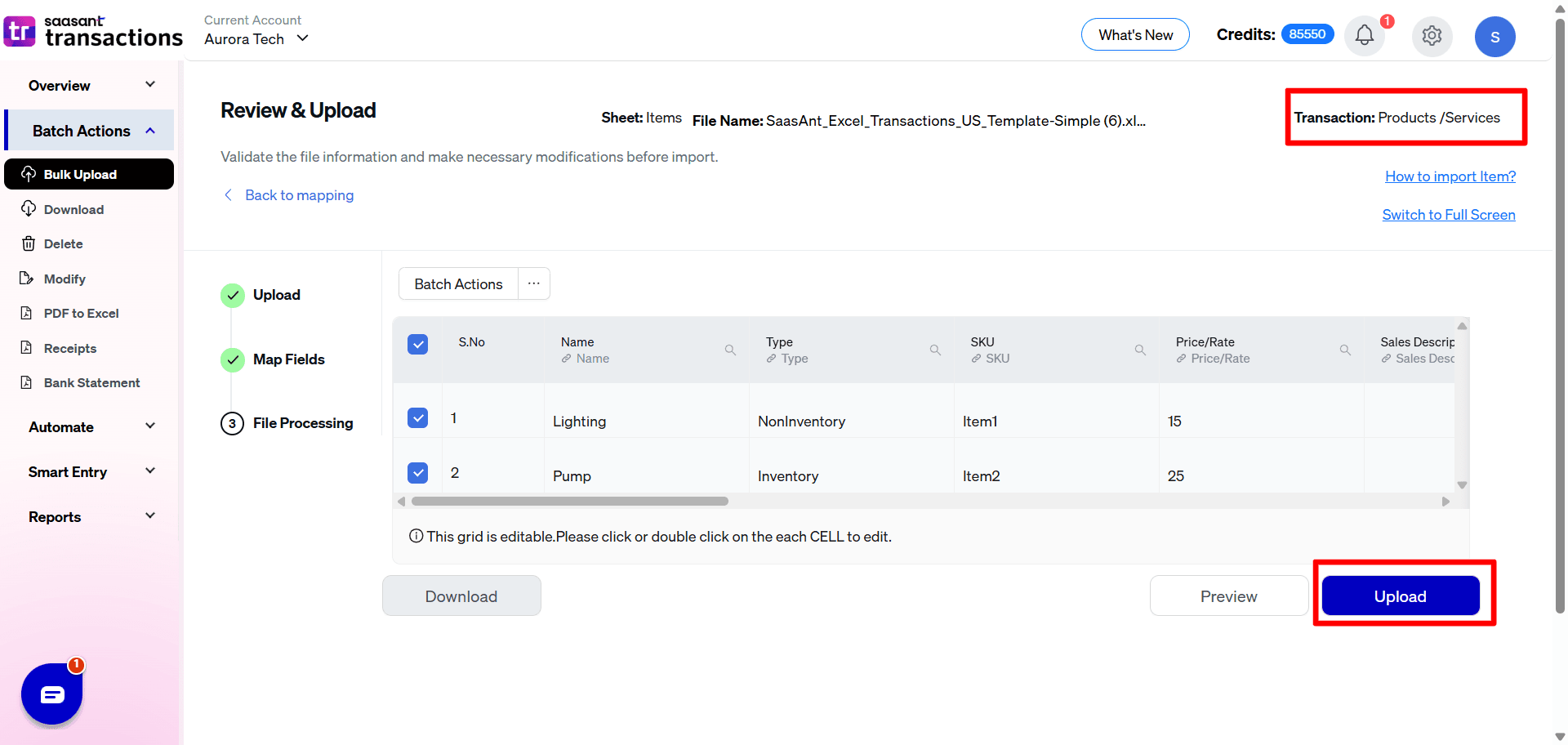 Upload Product Service - SaasAnt Transactions.png
