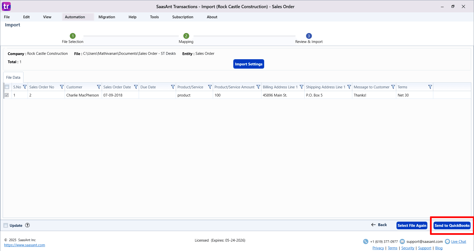 Send Sales Order QuickBooks - SaasAnt Transactions Desktop.png