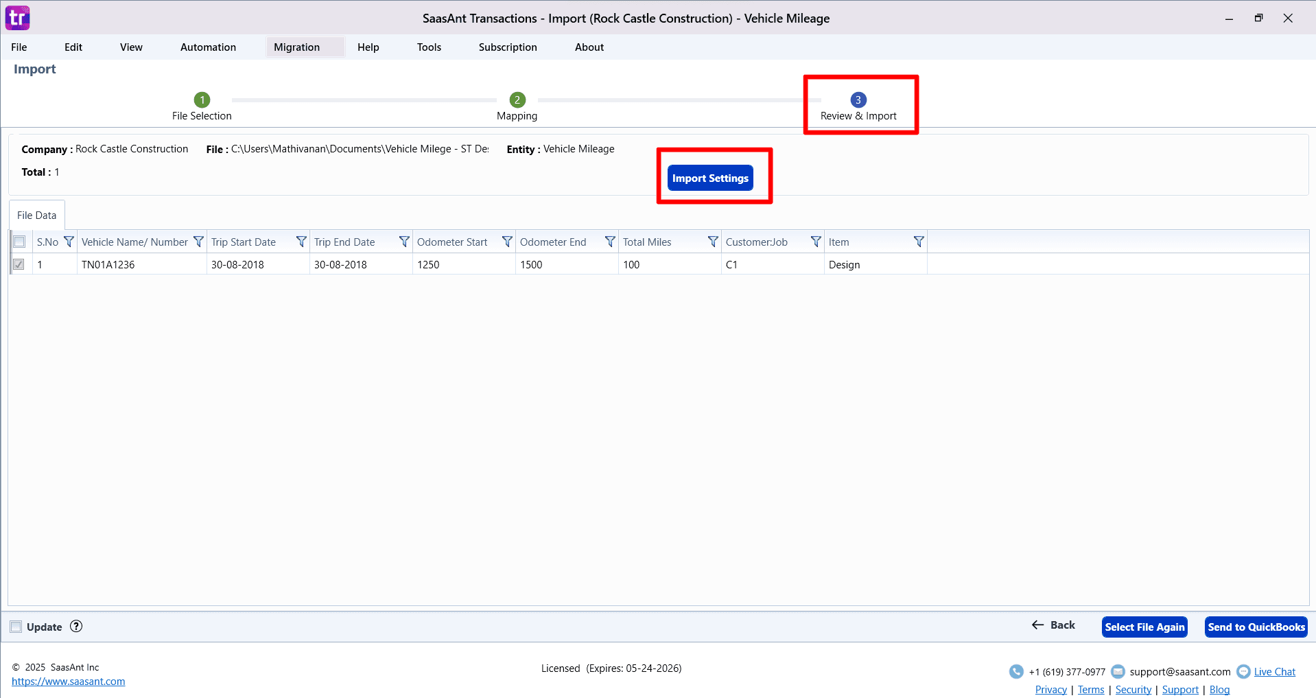 Review Vehicle Mileage - SaasAnt Transactions Desktop.png