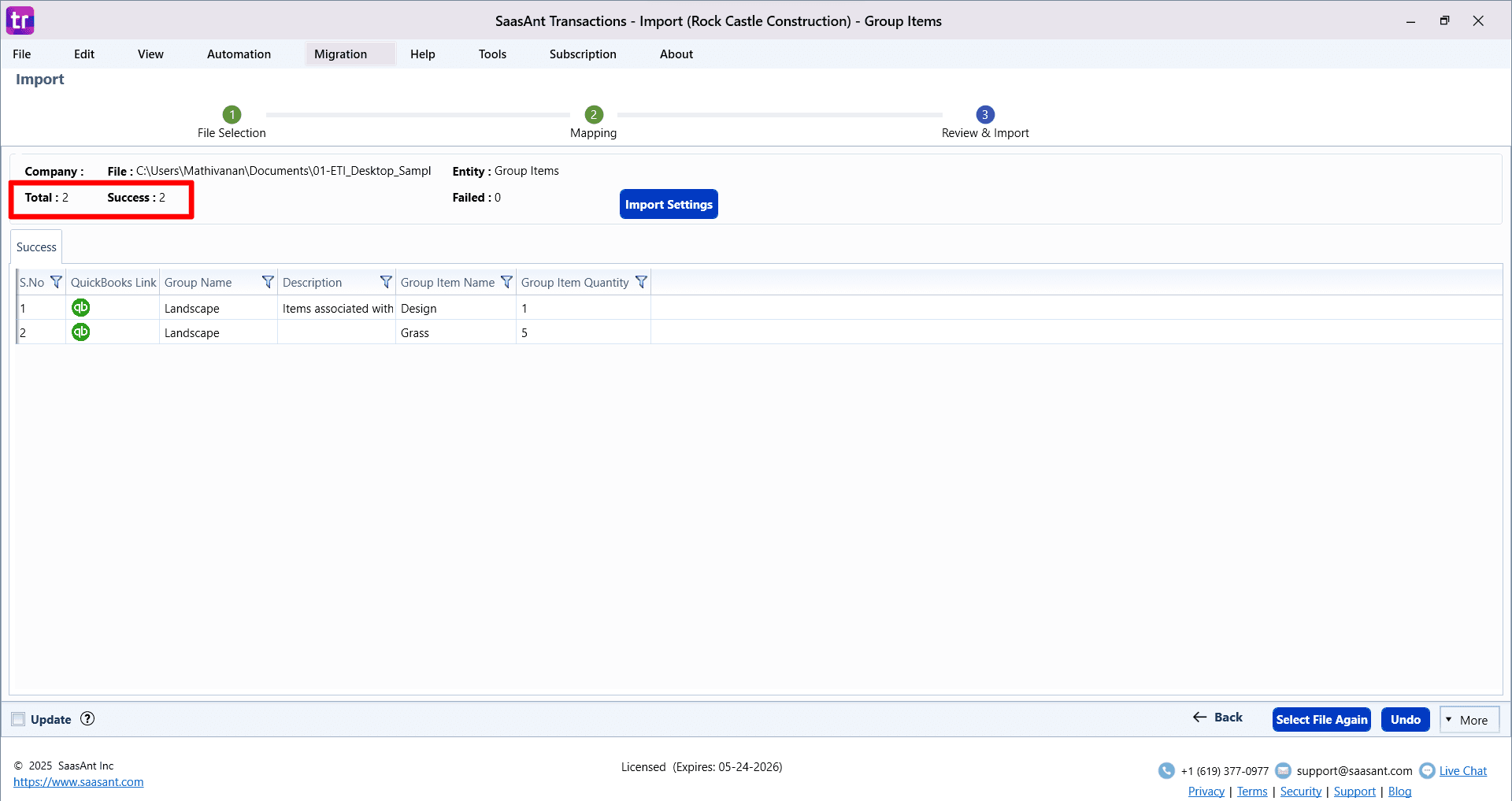 Success Group Item - SaasAnt Transactions Desktop.png