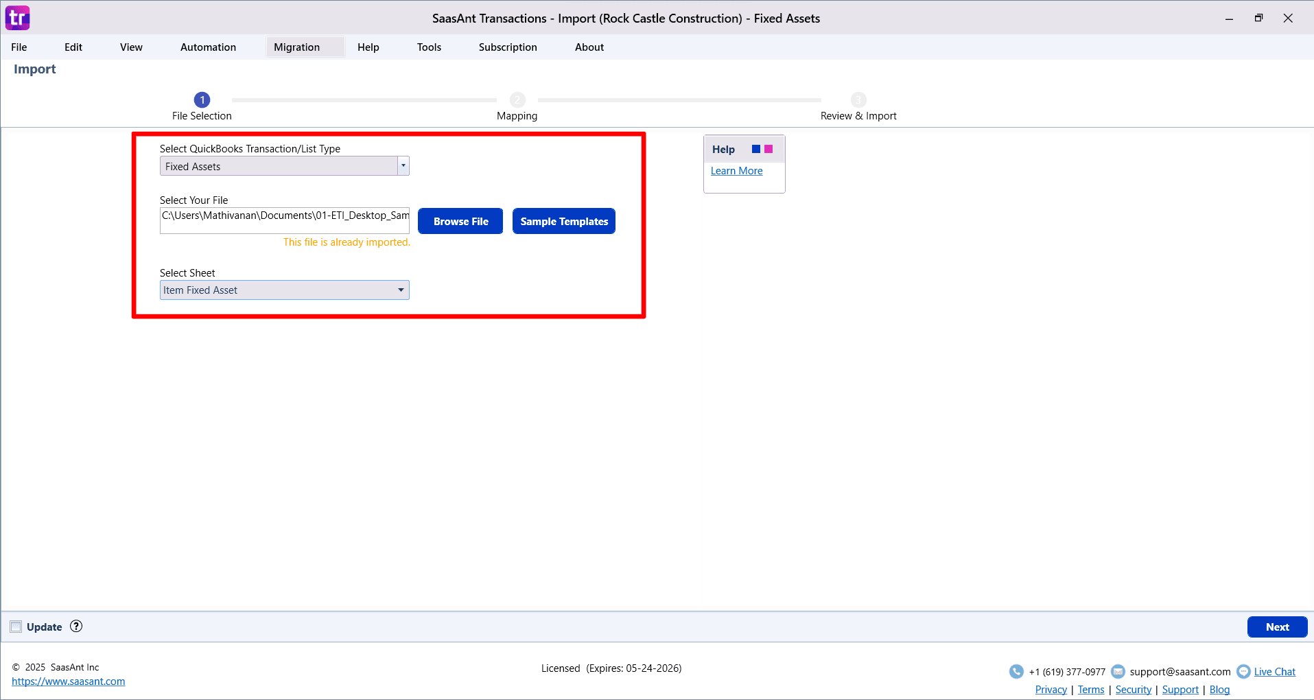 Browse Import Fixed Asset - SaasAnt Transactions Desktop.png