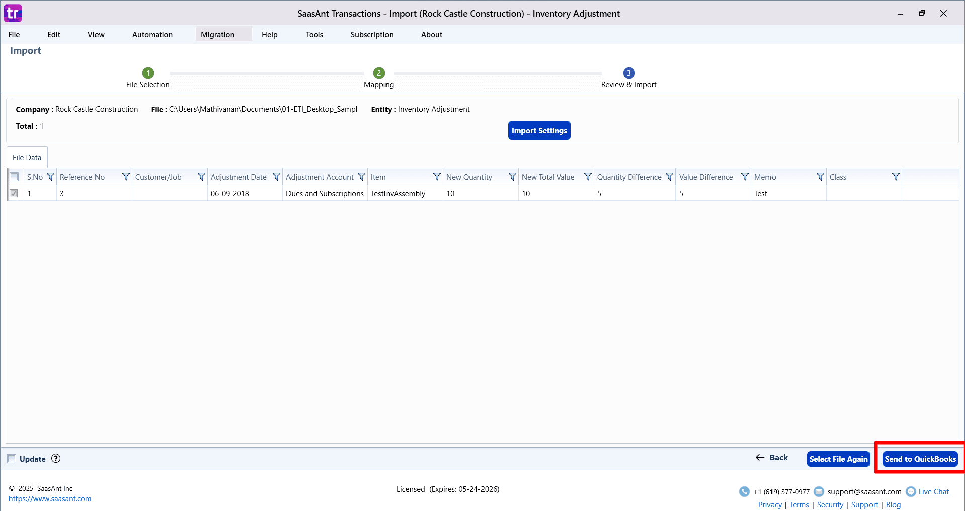 Send Inventory Adjustment QuickBooks - SaasAnt Transactions Desktop.png