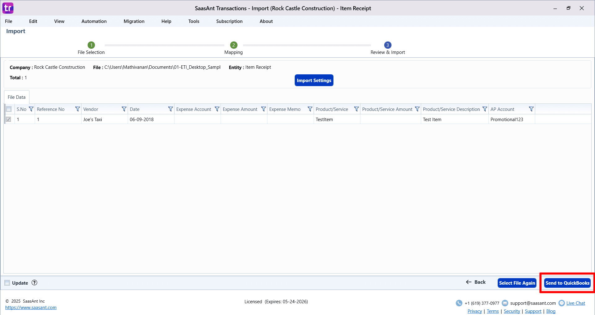 Send Item Receipt QuickBooks - SaasAnt Transactions Desktop.png