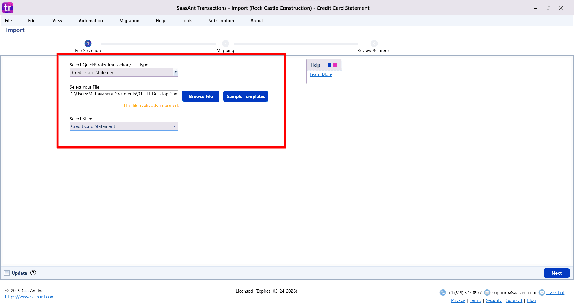 Browse Credit Card Transacations - SaasAnt Transactions Desktop.png
