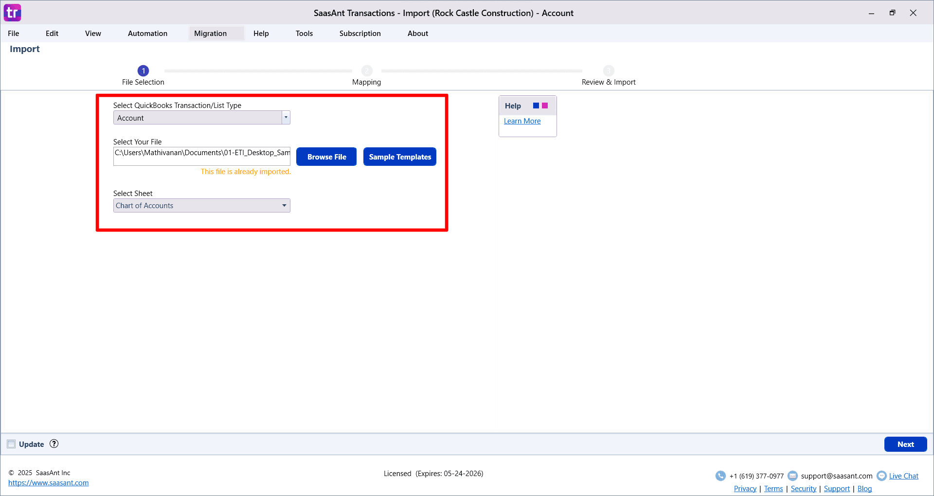 Browse Chart of accounts - SaasAnt Transactions Desktop.png