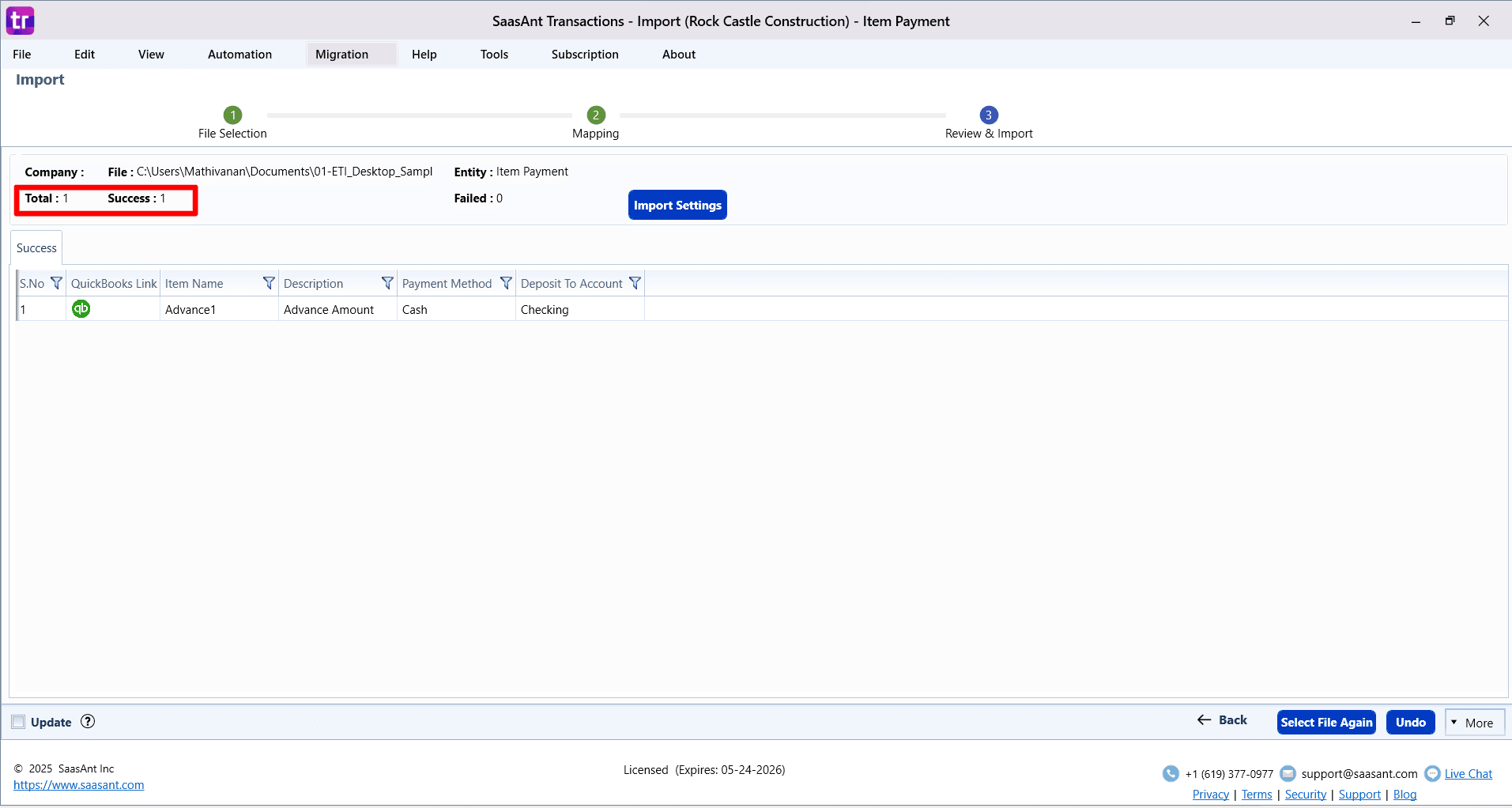 Success Item Payment - SaasAnt Transactions Desktop.png
