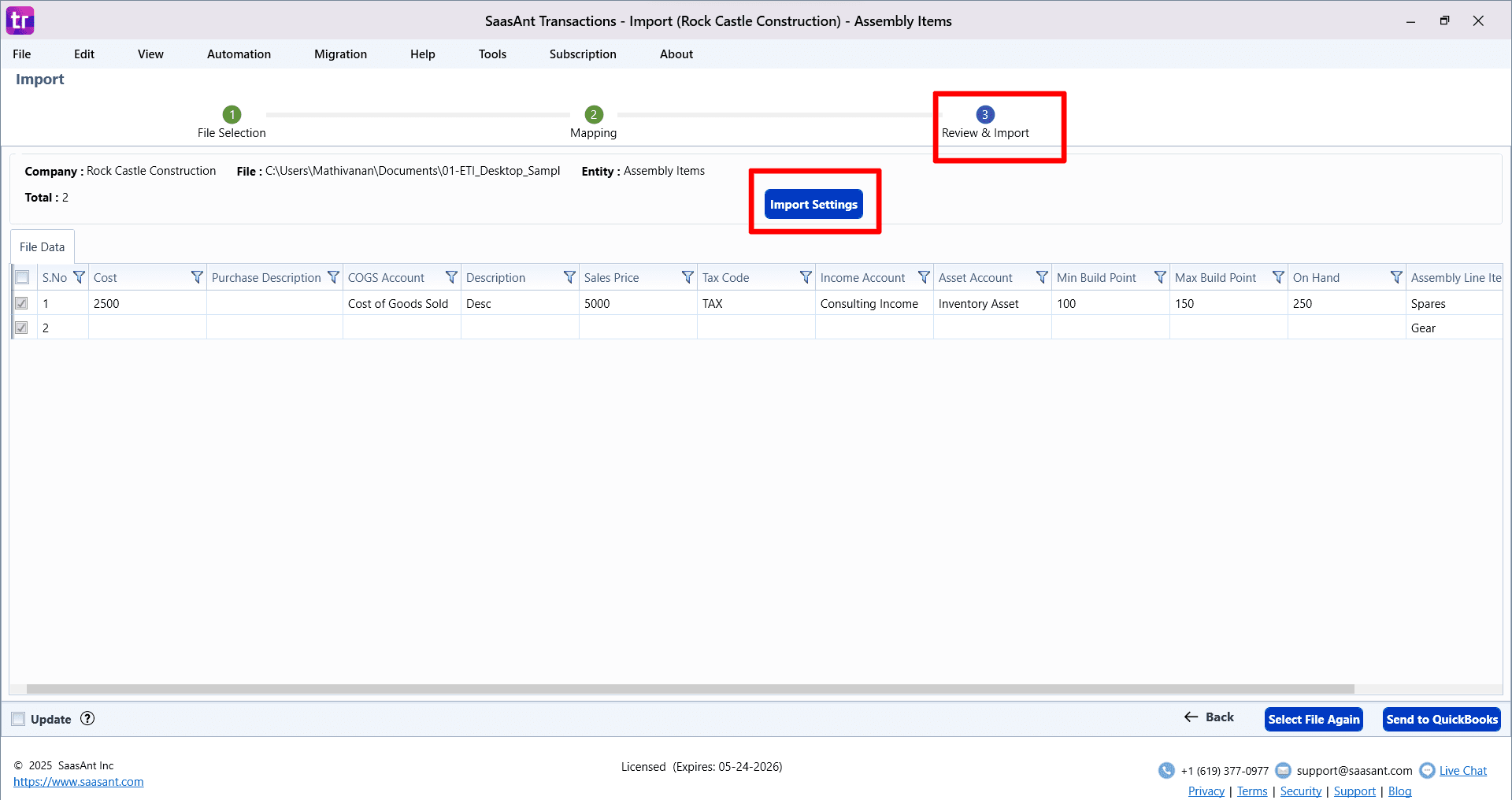 Review Inventory Assemblies - SaasAnt Transactions Desktop.png