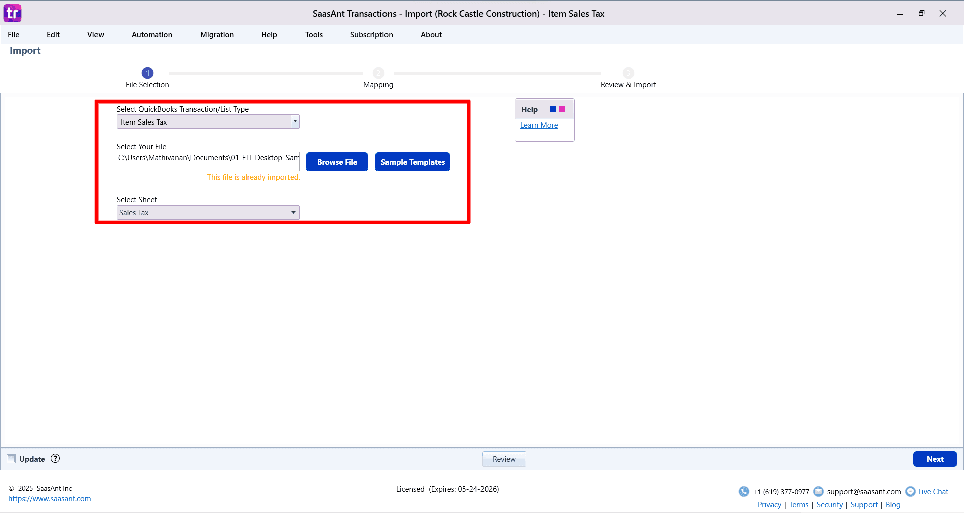 Browse Items Sales Tax - SaasAnt Transactions Desktop.png