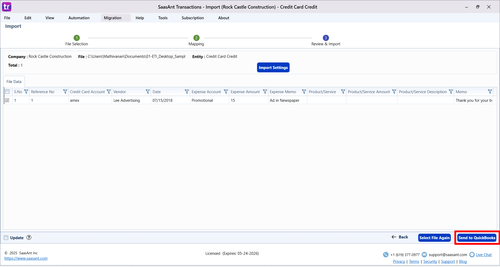 Send Credit card credit QuickBooks - SaasAnt Transactions Desktop.png