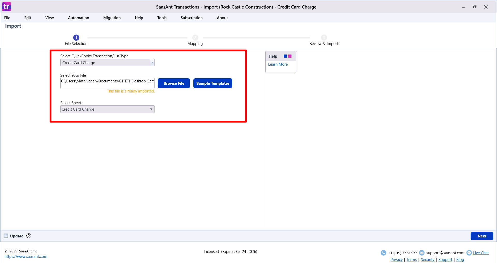 Browse Credit Card Charge - SaasAnt Transactions Desktop.png