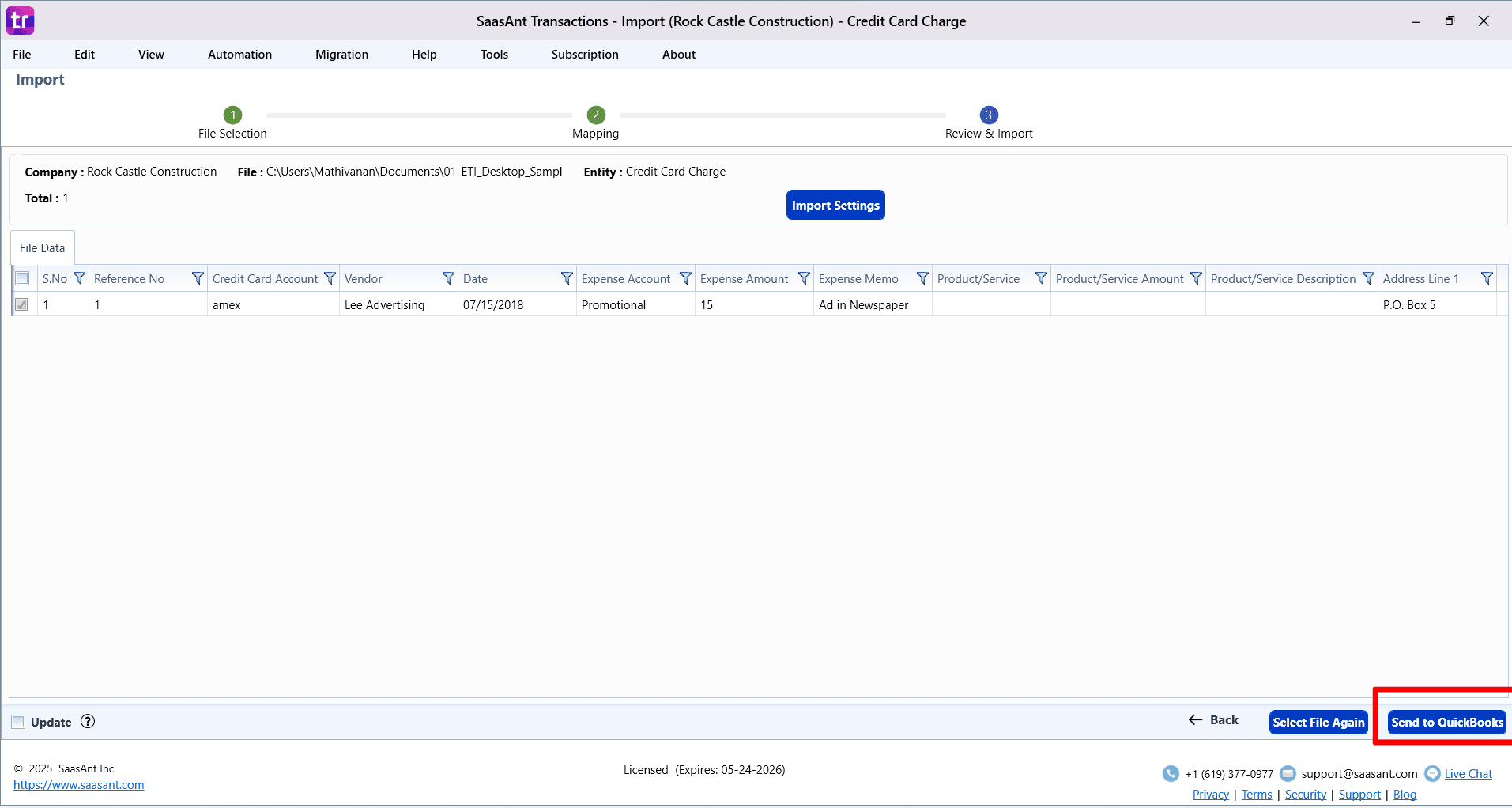 Send Credit Card Charges QuickBooks - SaasAnt Transactions Desktop.png