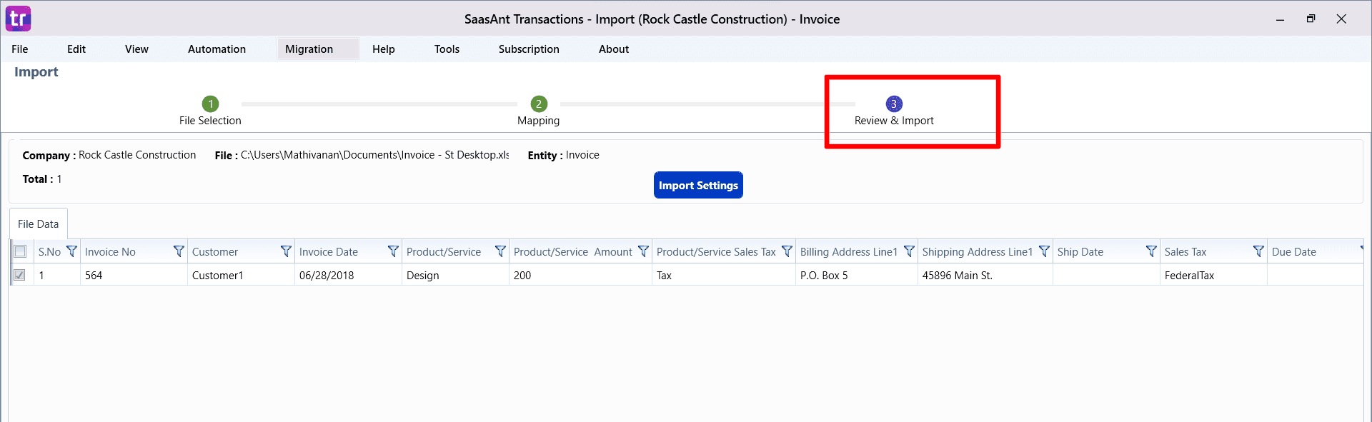 Review and Import Screen - SaasAnt Transactions Desktop.png