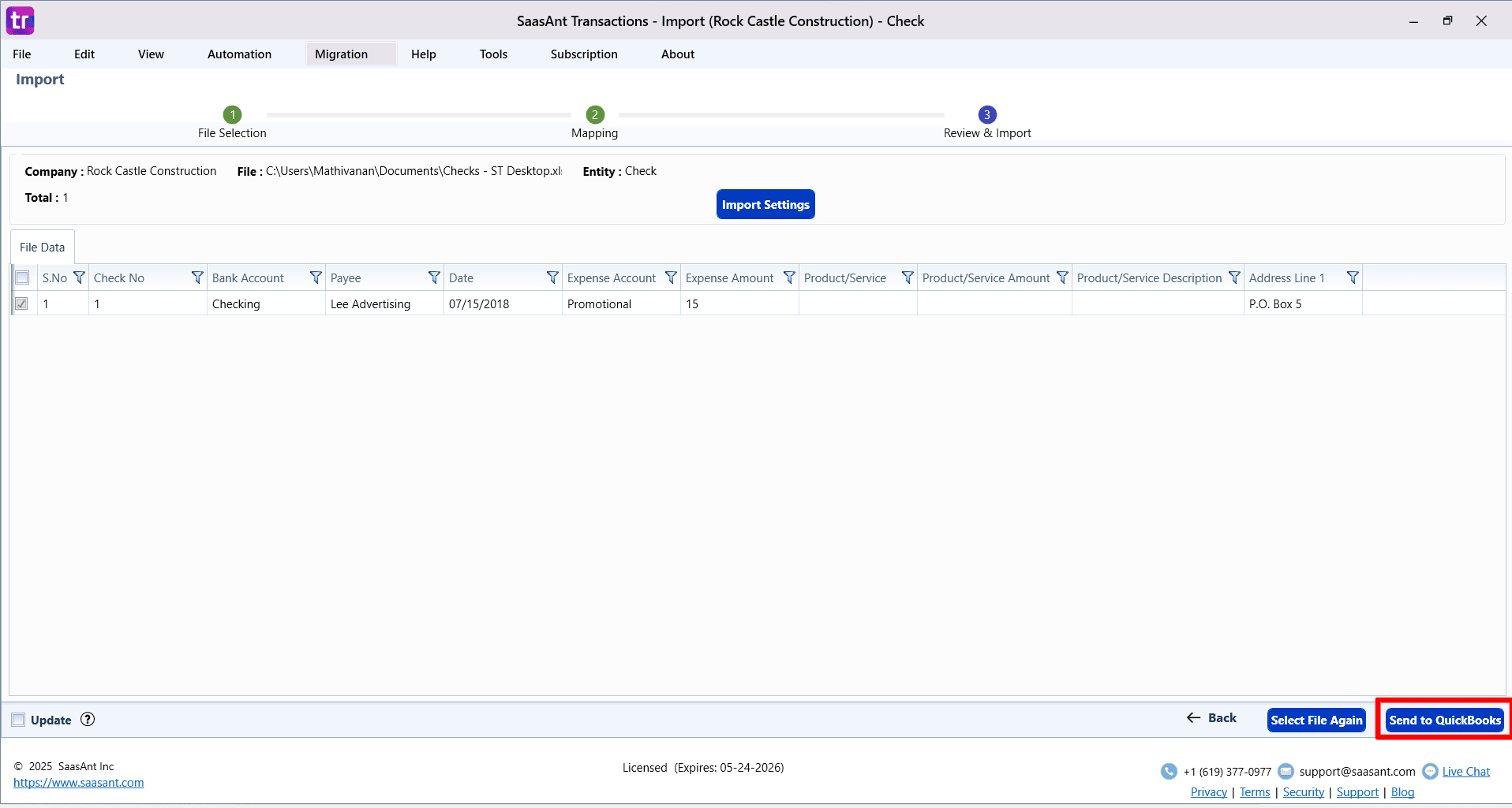 Checks Send it to QuickBooks - SaasAnt Transactions Desktop.png