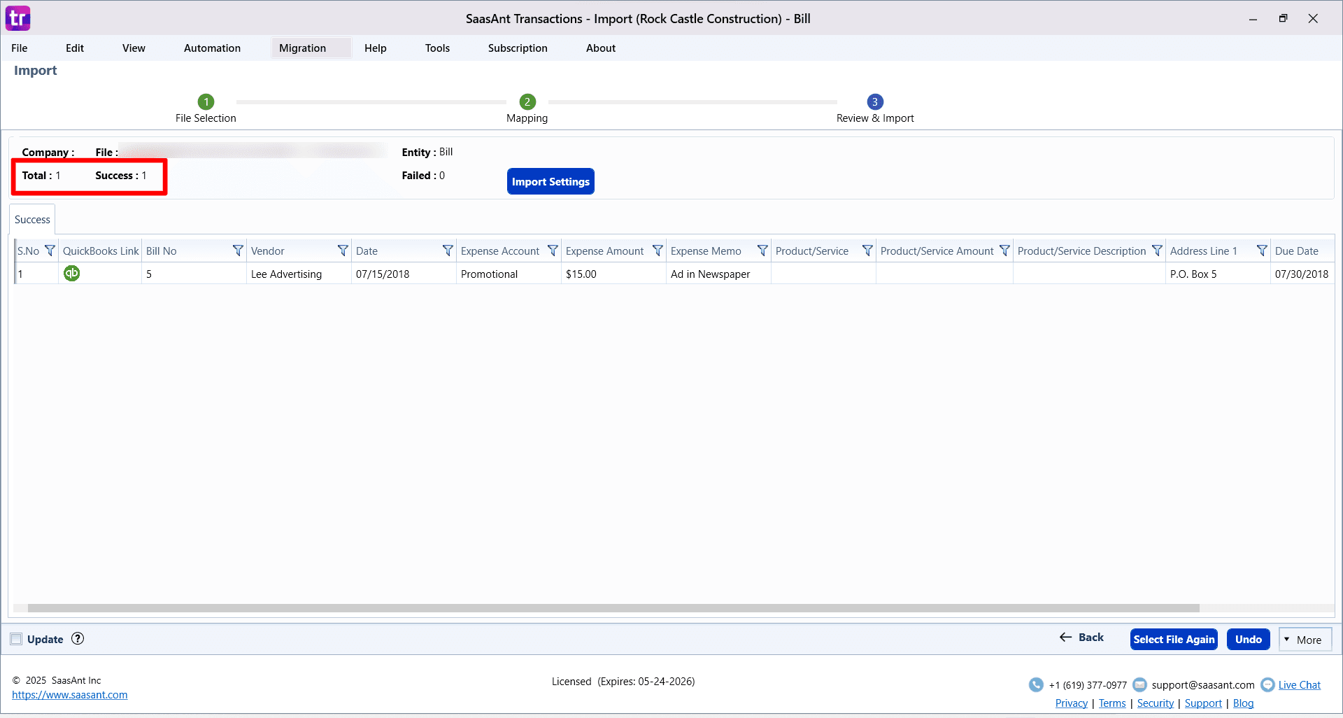 Success Bills - SaasAnt Transactions Desktop.png