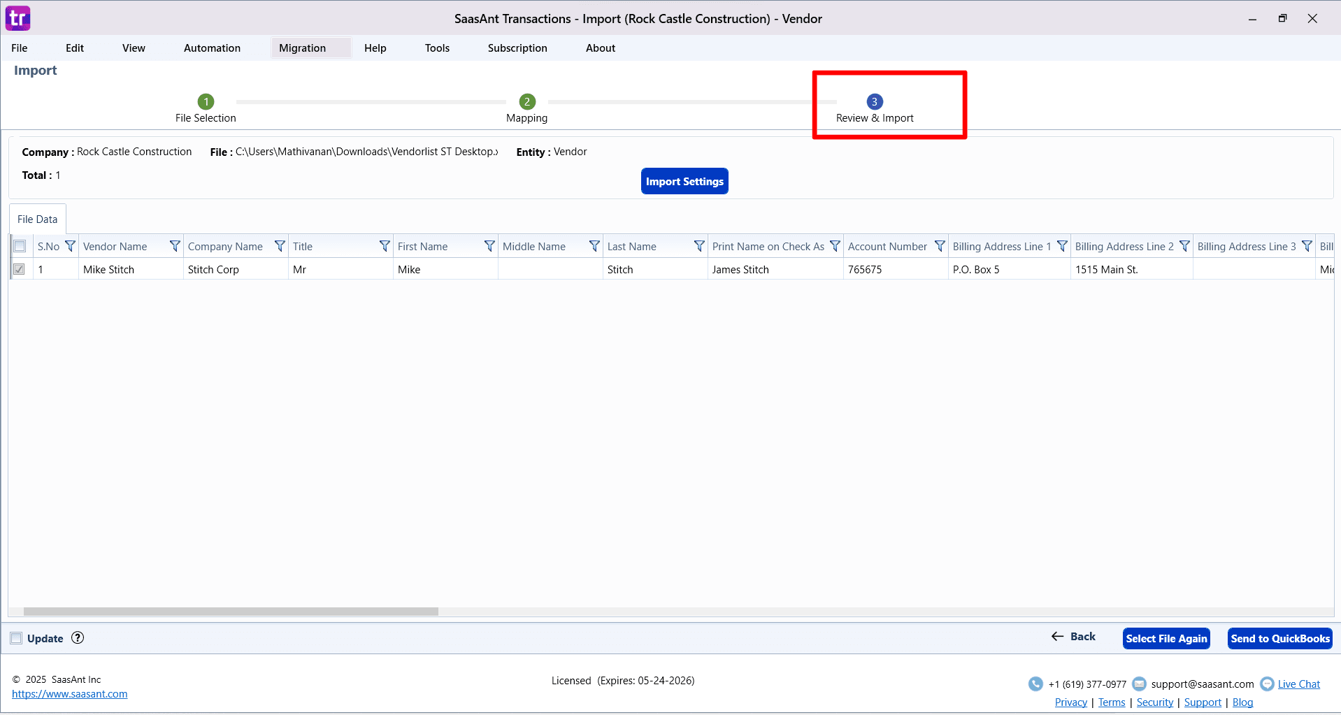 Review and Import Vendor List - SaasAnt Transactions Desktop.png