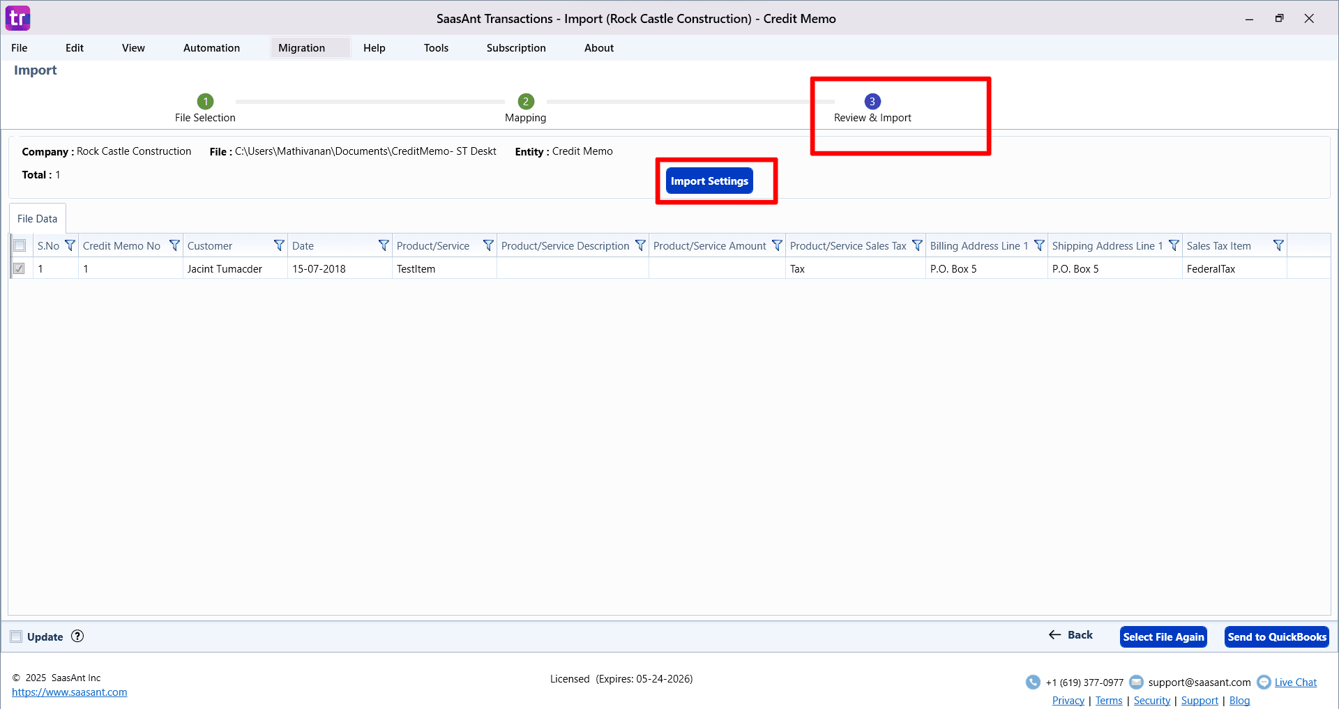 Review Import Credit Memo - SaasAnt Transactions Desktop.png