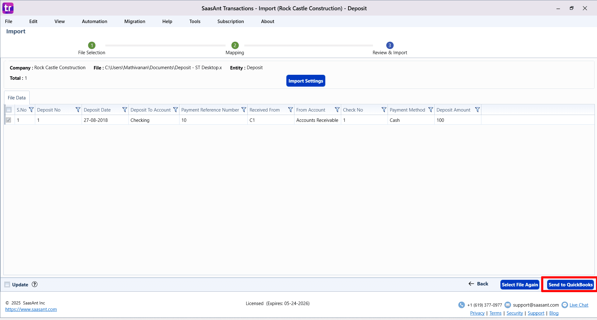 Send Deposits to QuickBooks - SaasAnt Transactions Desktop.png