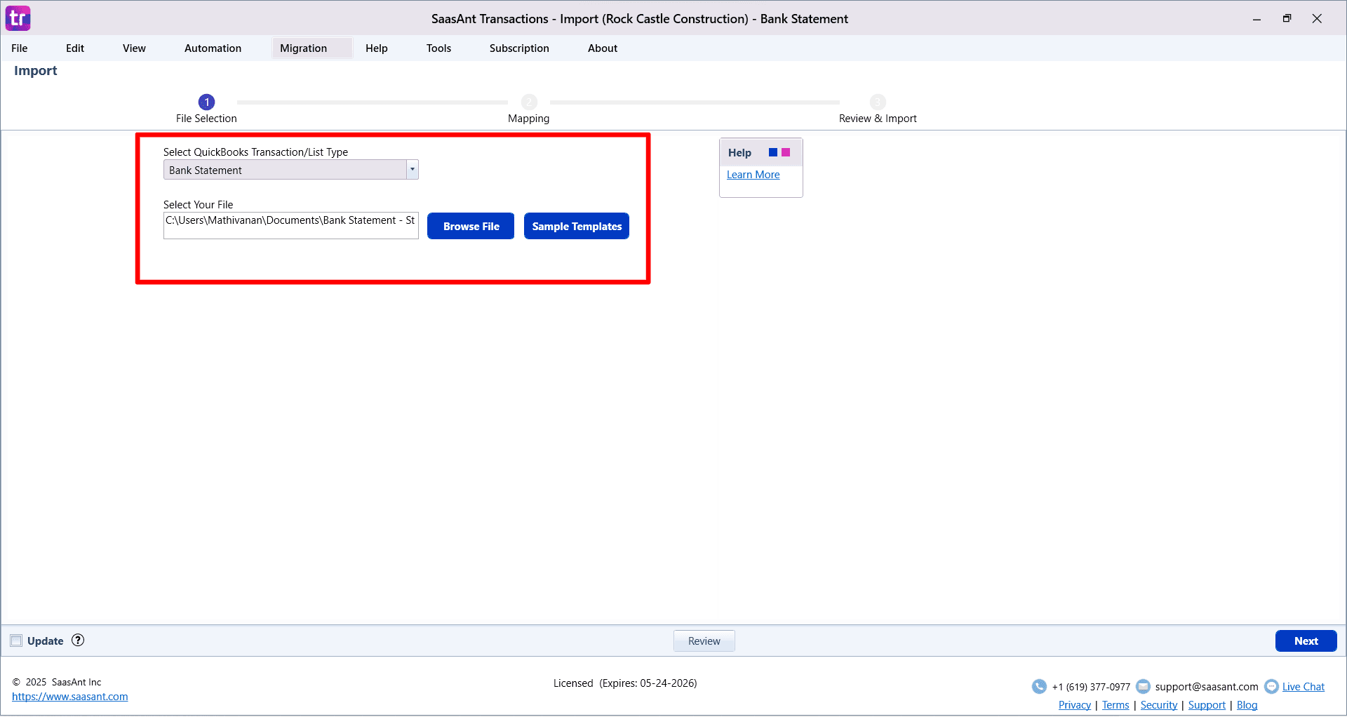 Browse Bank Transactions - SaasAnt Transactions Desktop.png
