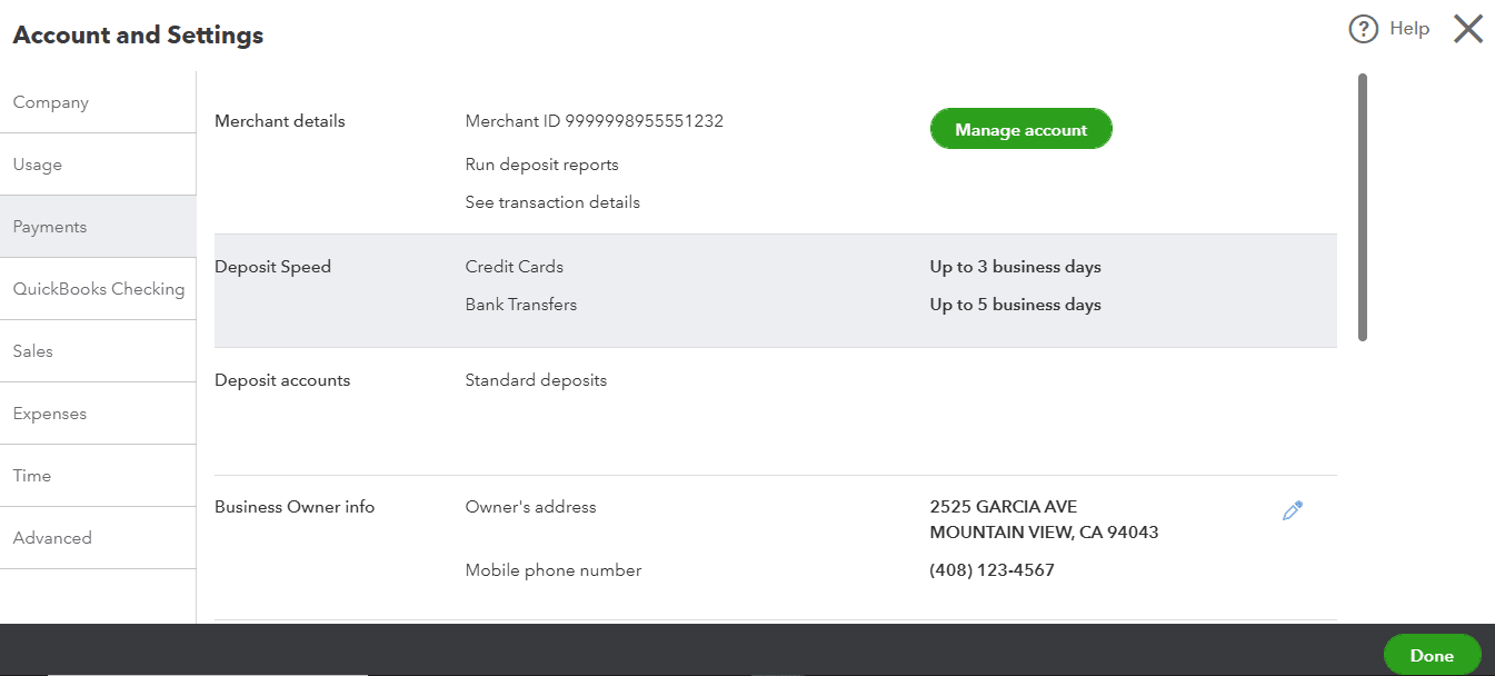 setup accounting settings quickbooks