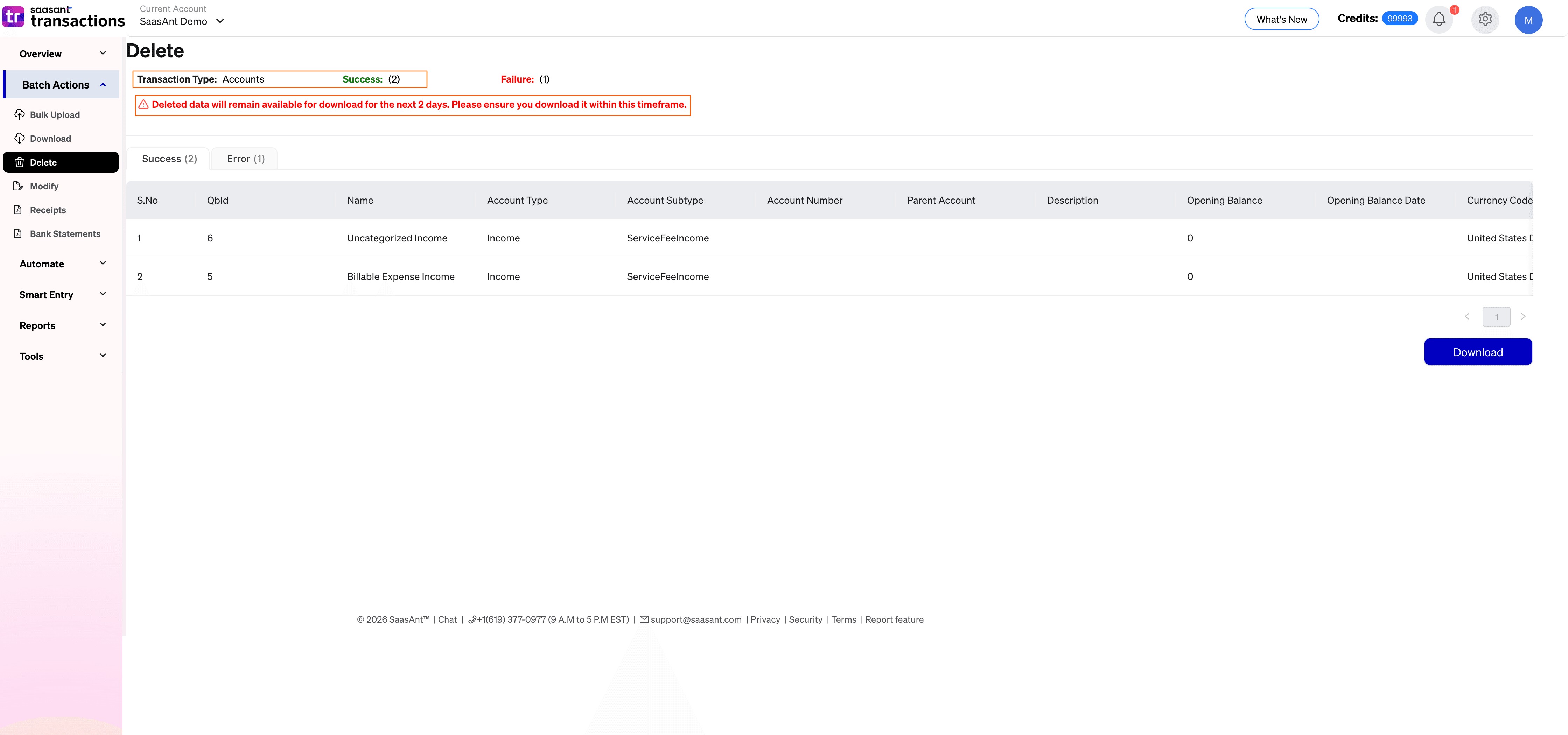 Chart of Accounts Success Delete - SaasAnt.png