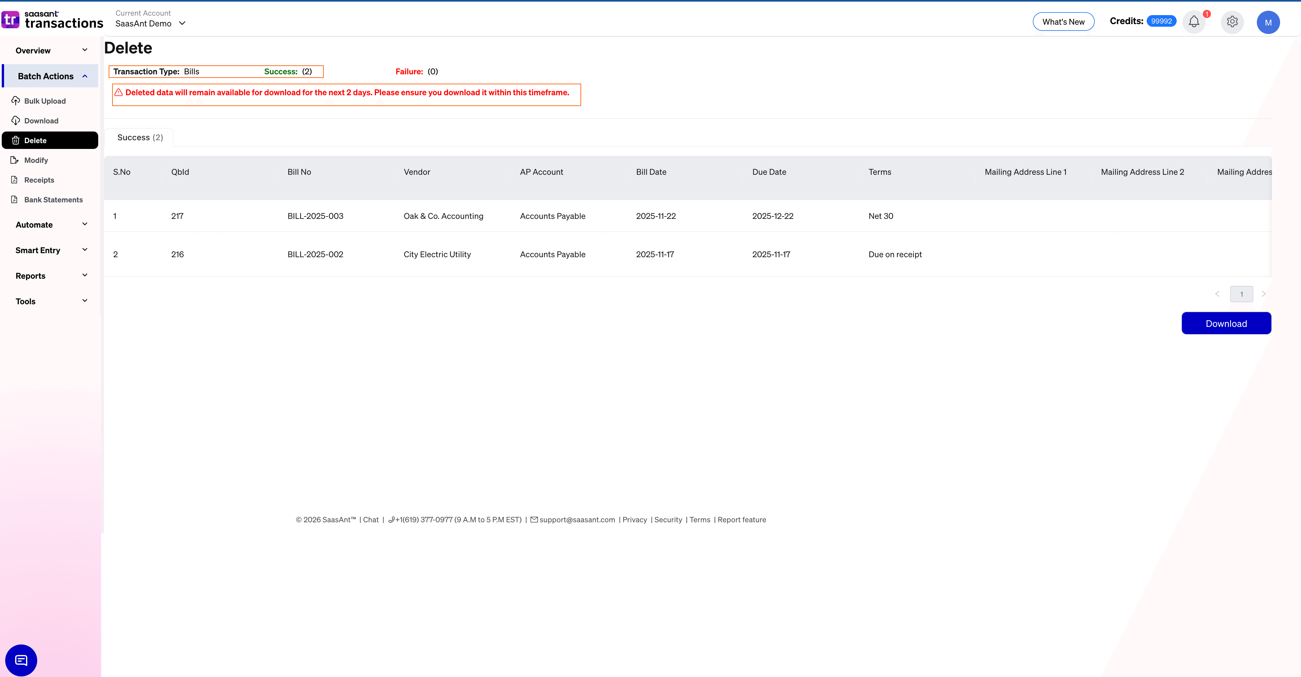 Confirm Bills Delete in SaasAnt Transactions.png