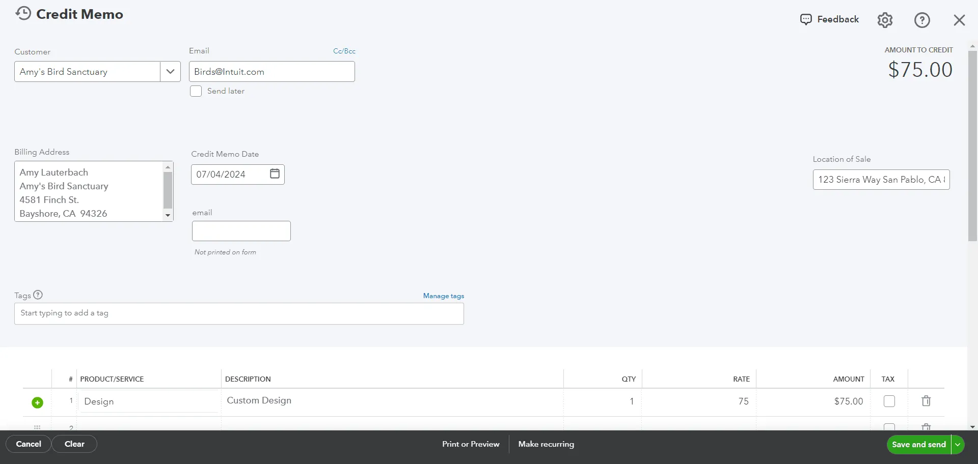 Apply the Credit Memo to a QuickBooks Invoice