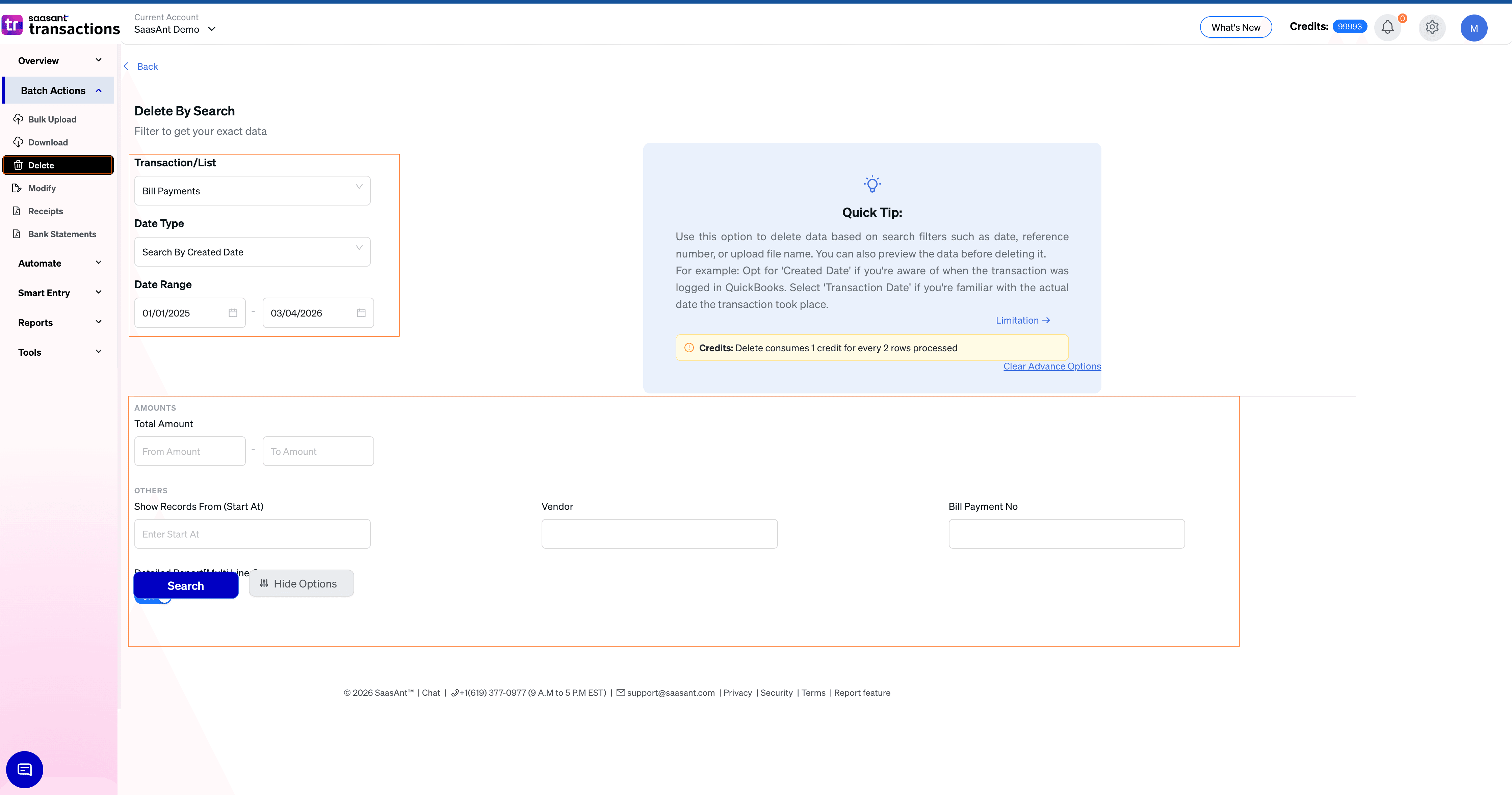 Delete-Bill-Payments-SaasAnt-Transactions-Online select.png