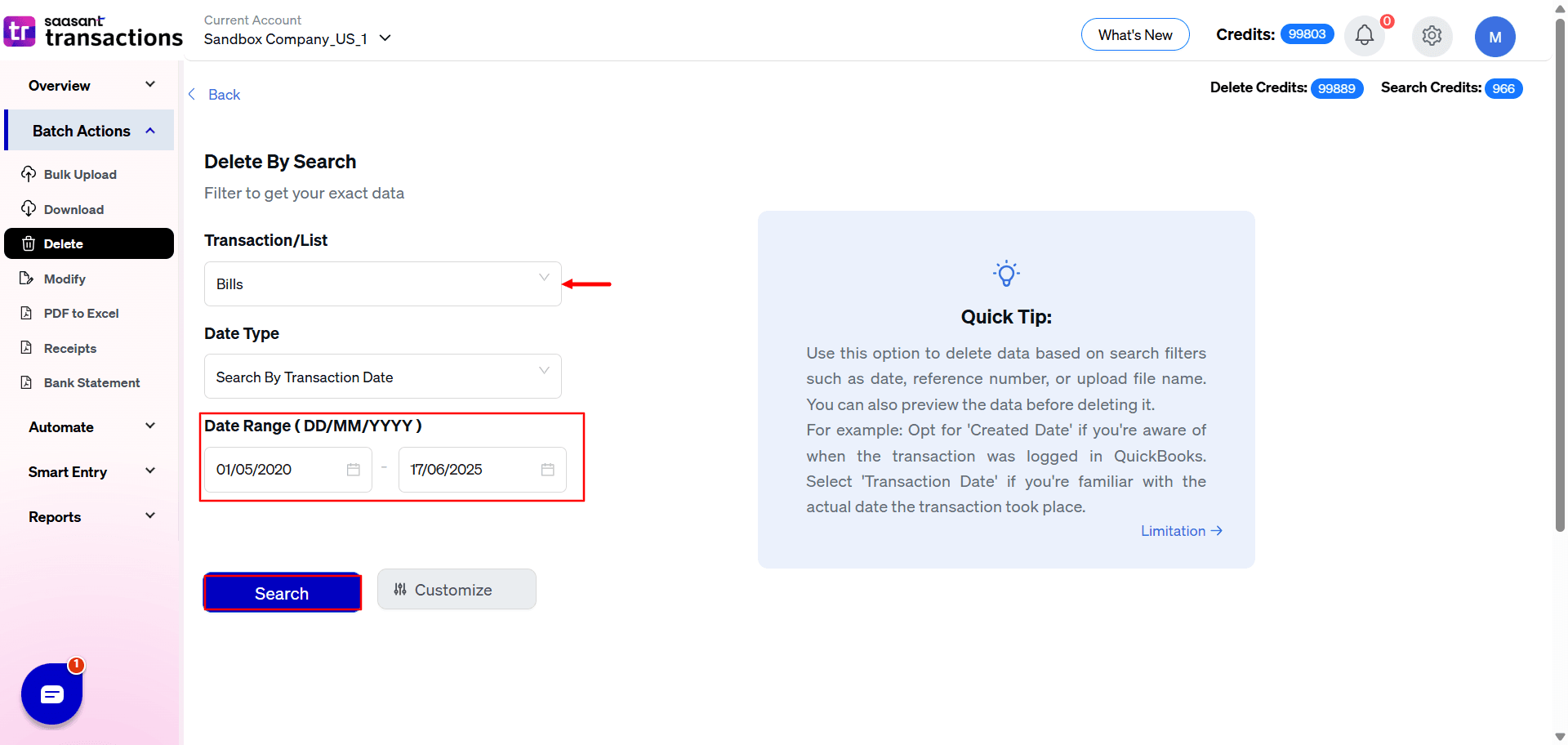 Delete Bills Search by - SaasAnt Transactions.png