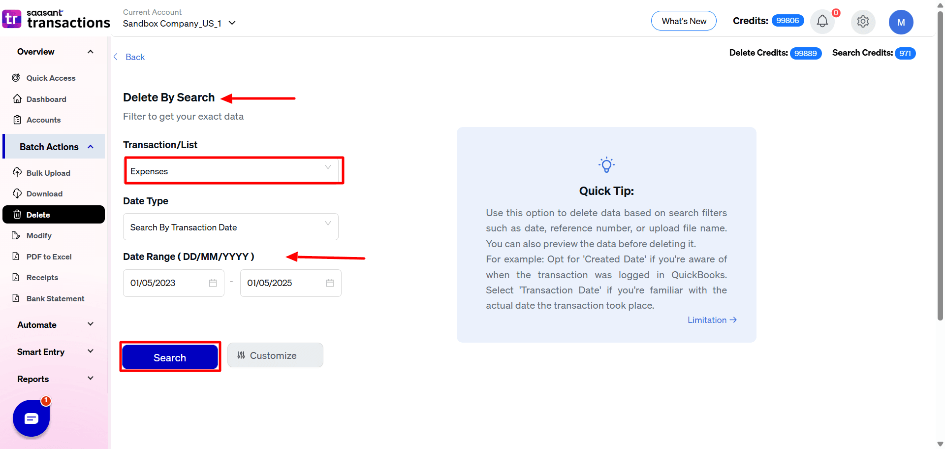 Delete Expenses - SaasAnt Transactions.png